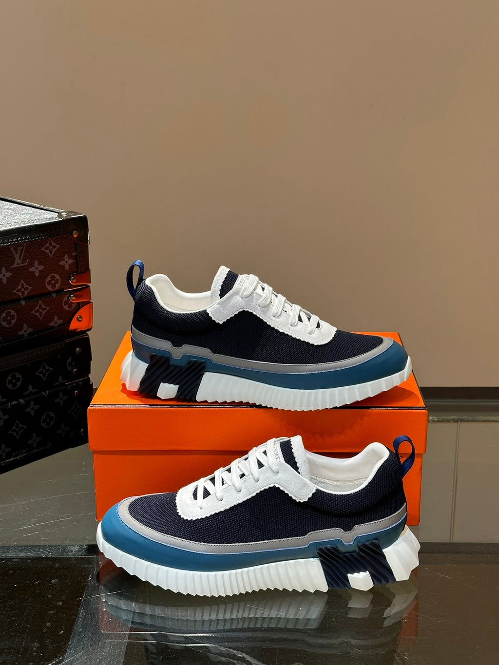 Hermès Bouncing Calfskin Mesh Sneakers
