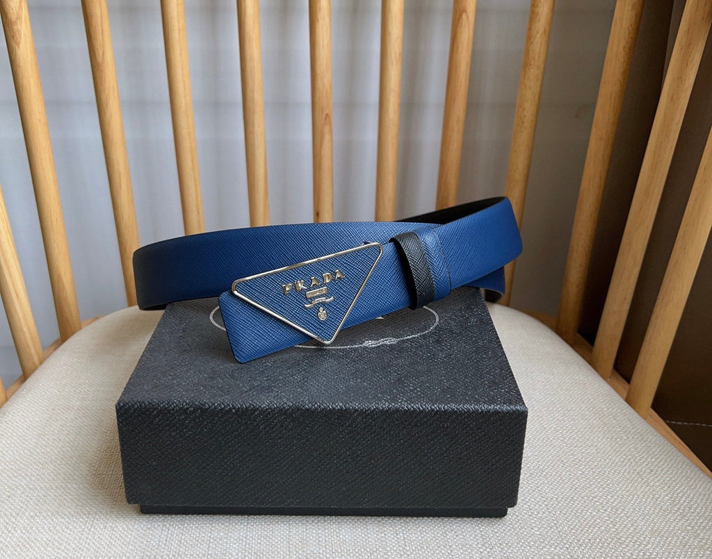 Prada Triangle Logo Buckle Belt