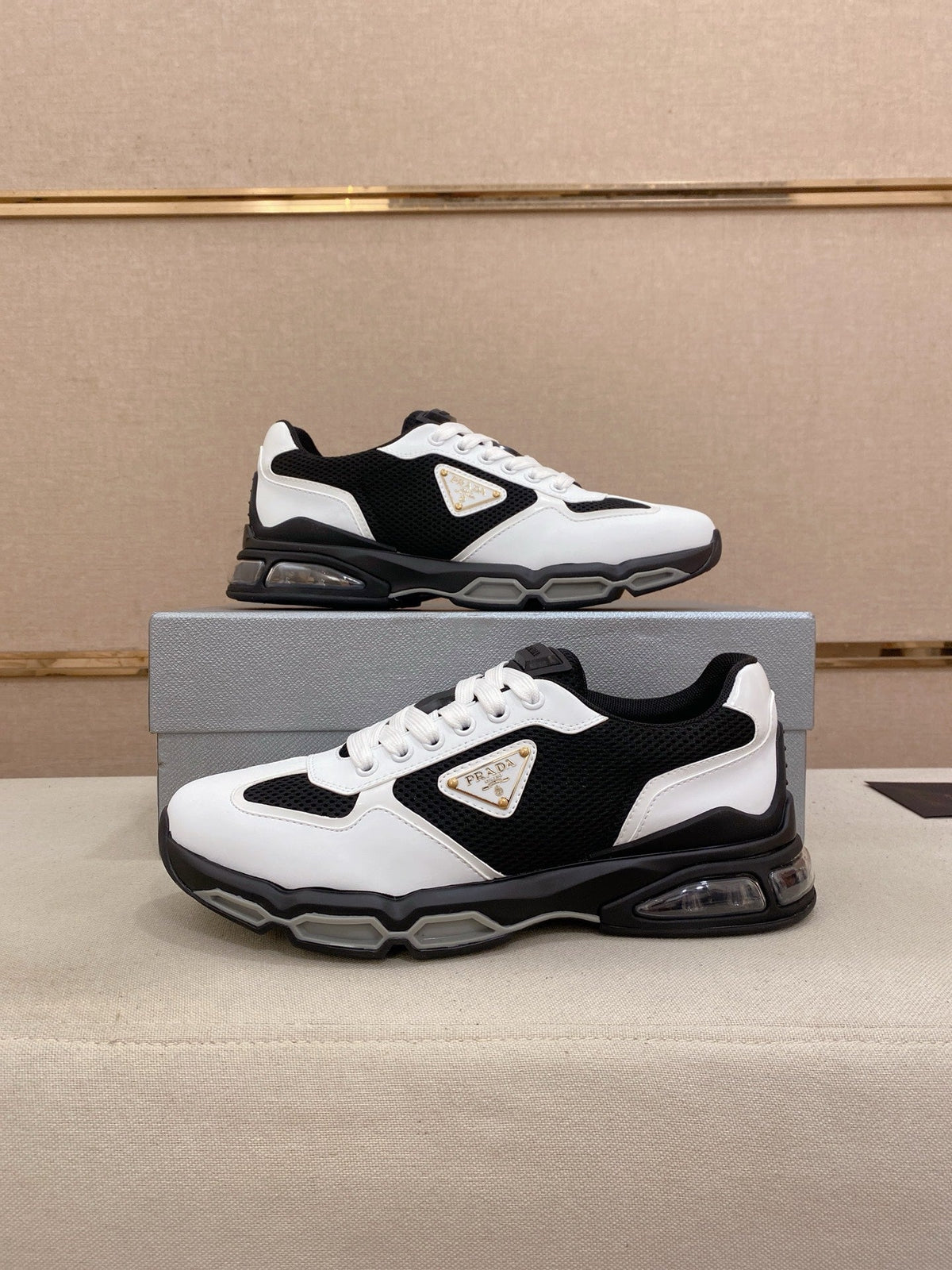 Prada Men's Leather Mesh Sneakers – New Collection