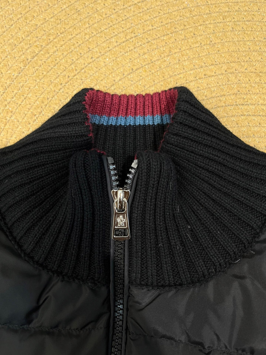 Moncler Knitted Patchwork Stand-Collar Jacket