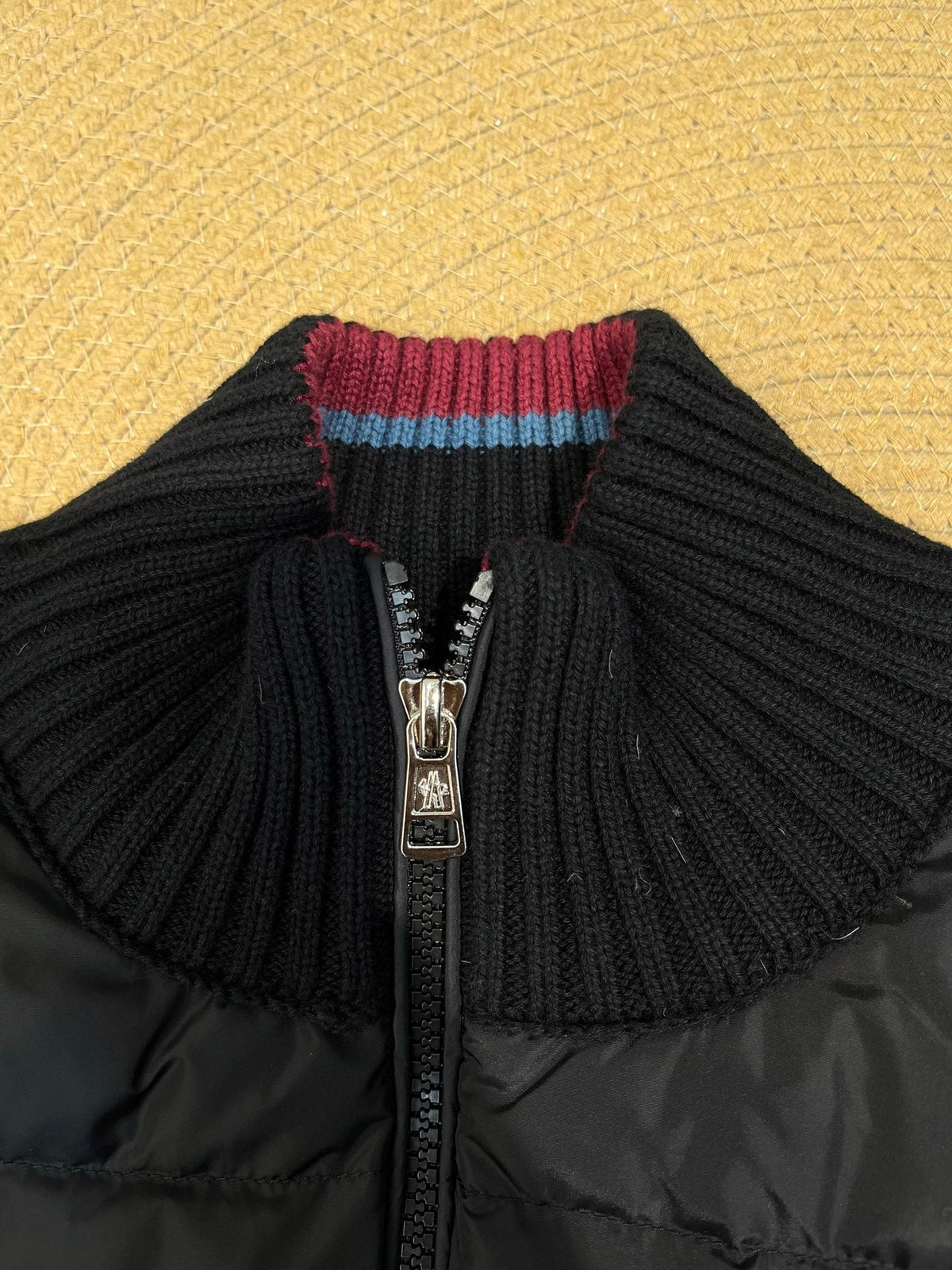Moncler Knitted Patchwork Stand-Collar Jacket