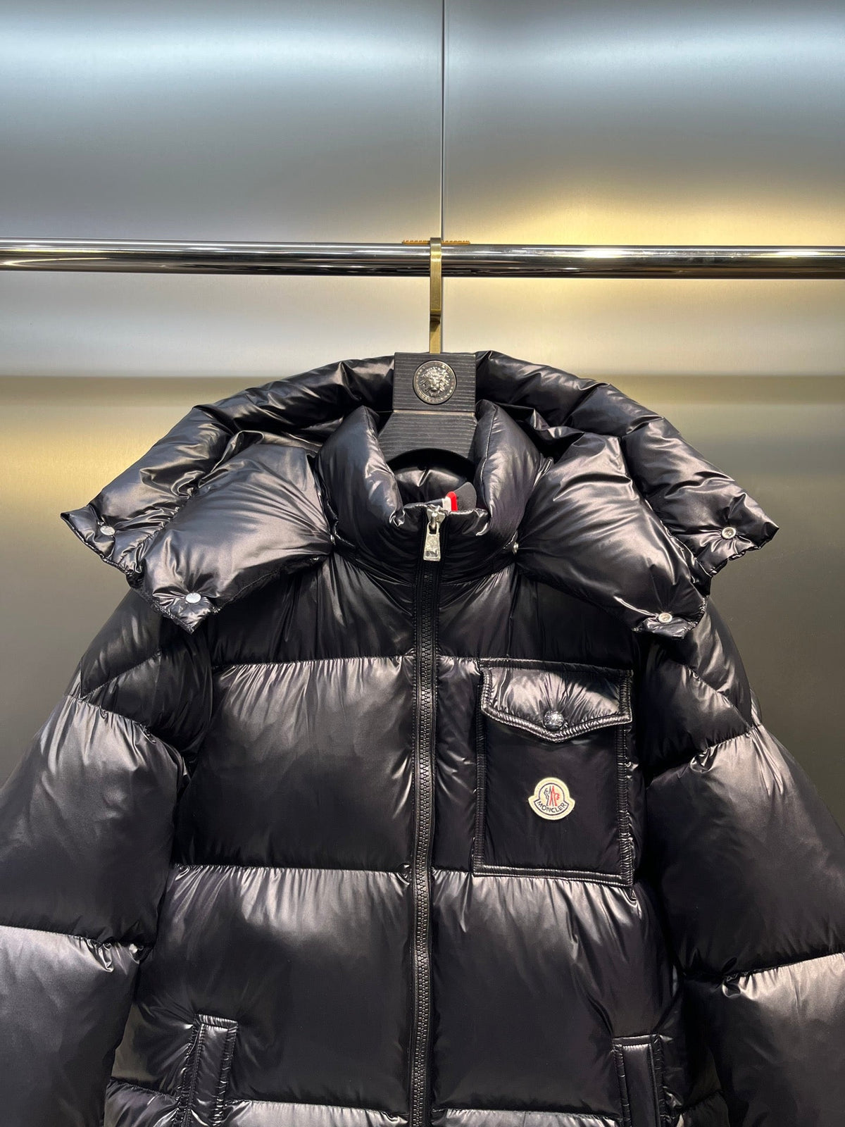Moncler Maya Rainbow Stripe Down Jacket