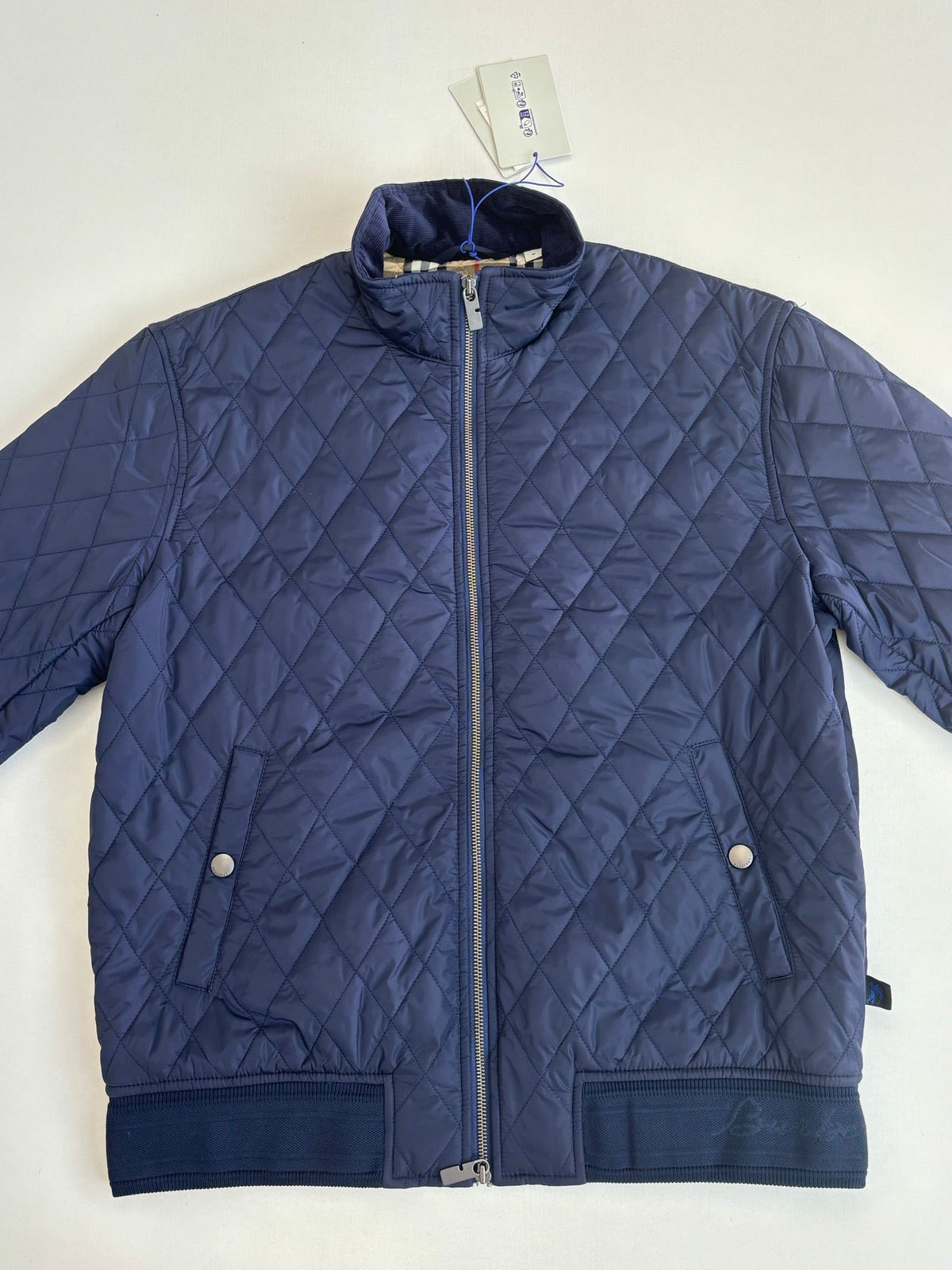 Burberry Diamond Quilted Stand Collar Nylon Jacket