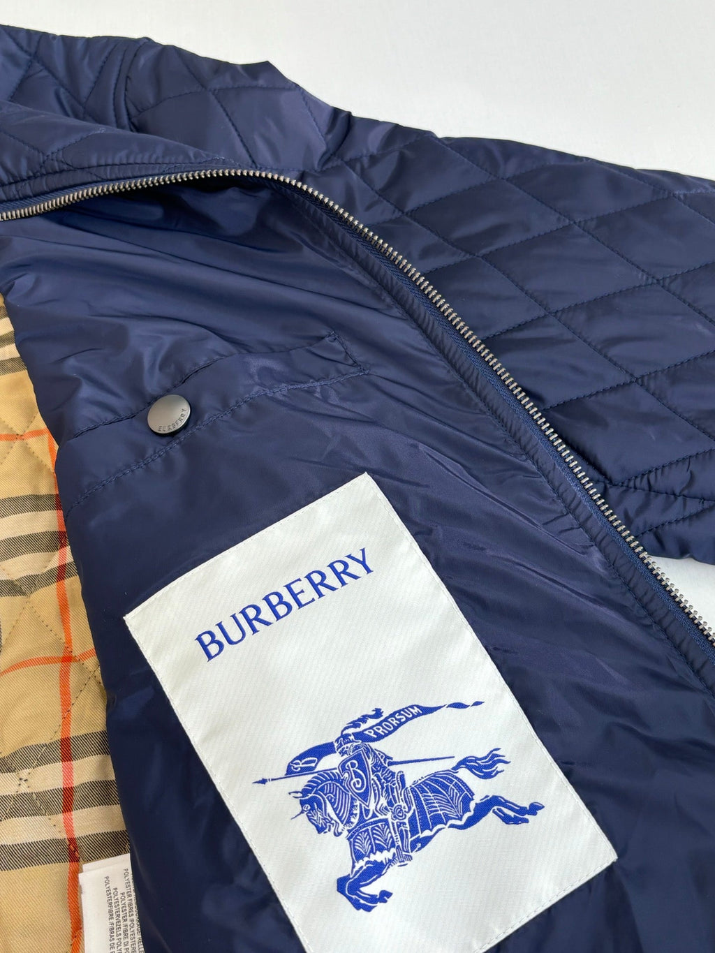 Burberry Diamond Quilted Stand Collar Nylon Jacket