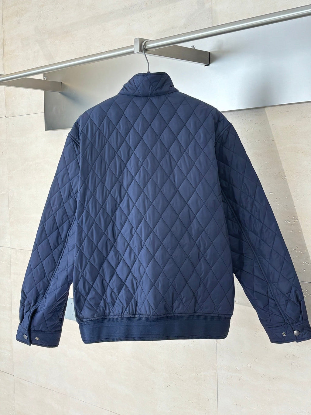Burberry Diamond Quilted Stand Collar Nylon Jacket