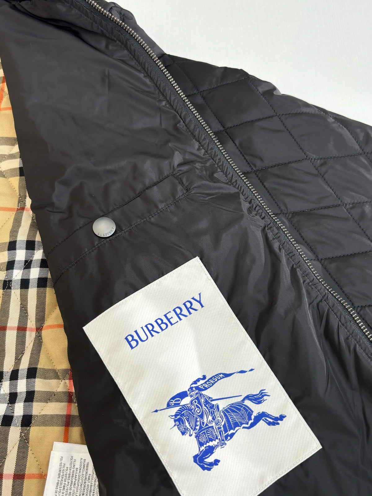 Burberry Diamond Quilted Stand Collar Nylon Jacket
