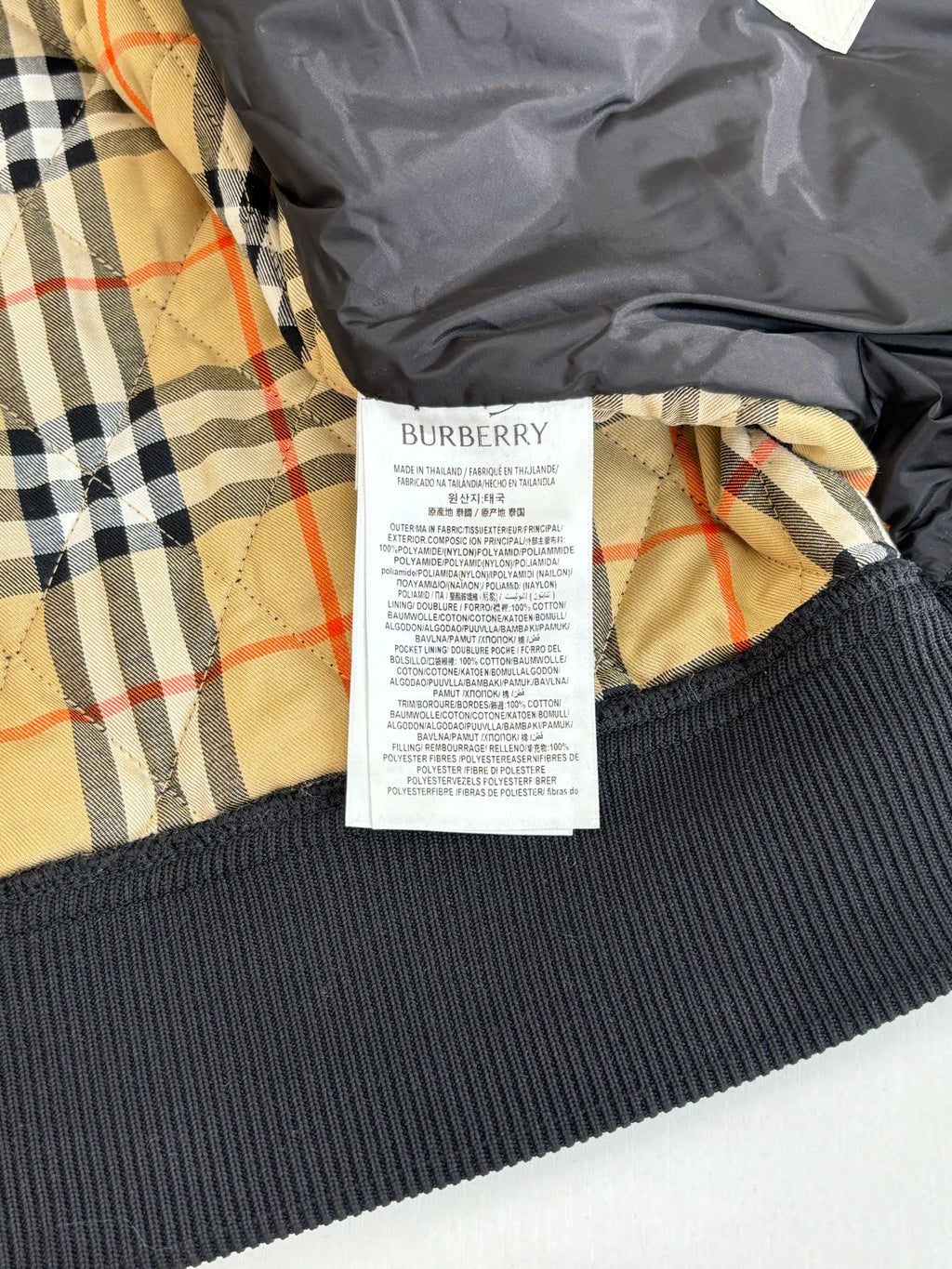 Burberry Diamond Quilted Stand Collar Nylon Jacket