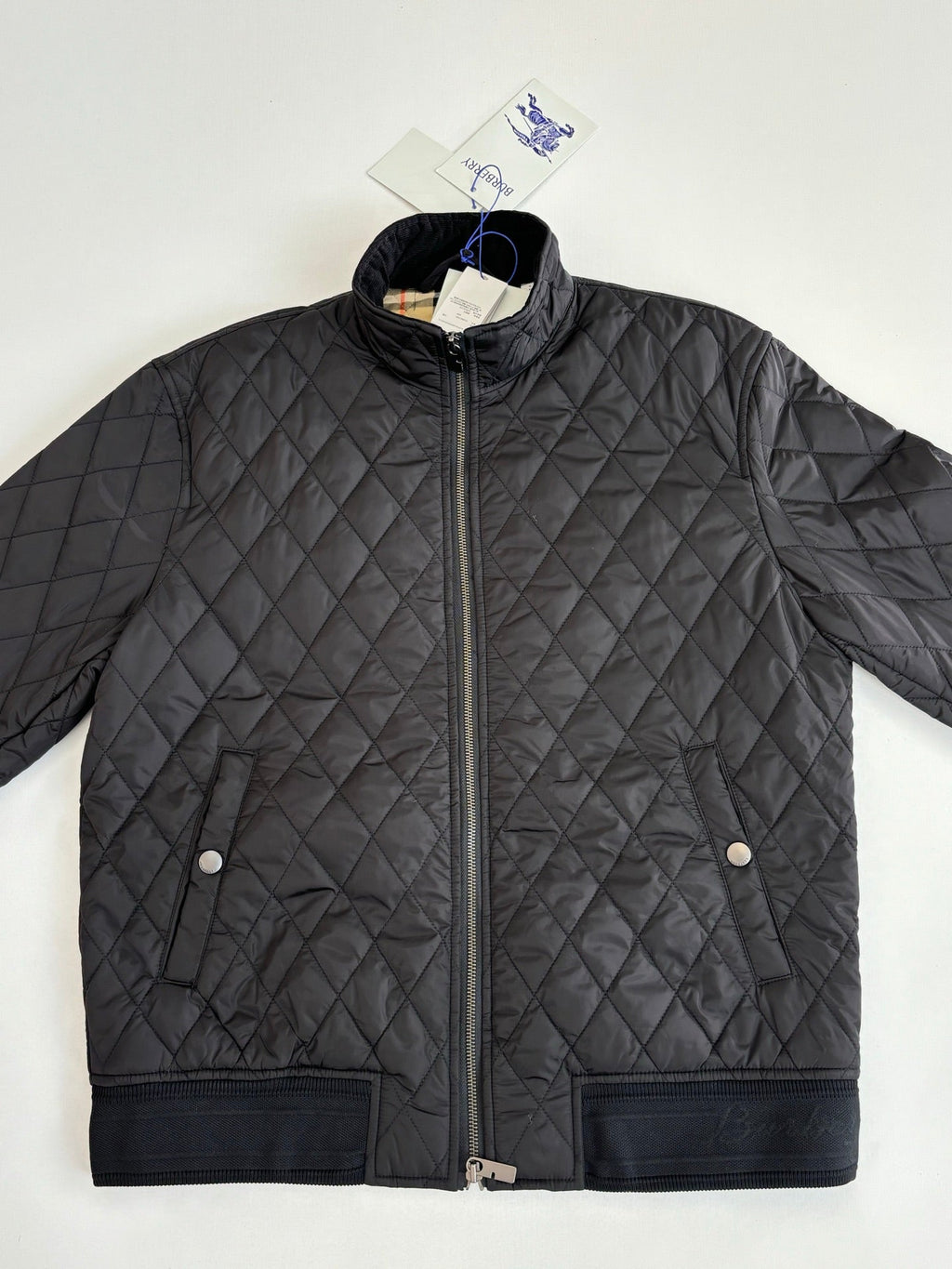 Burberry Diamond Quilted Stand Collar Nylon Jacket